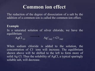what is common ion effect explain with example
