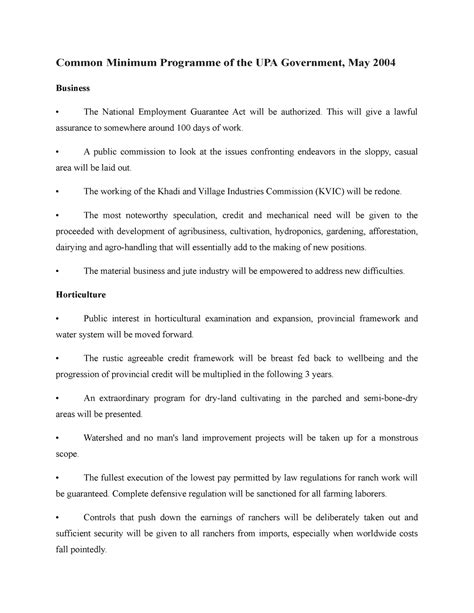 What Is Common Minimum Programme Updated