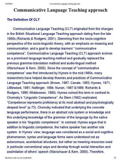 what is communicative language teaching approach pdf