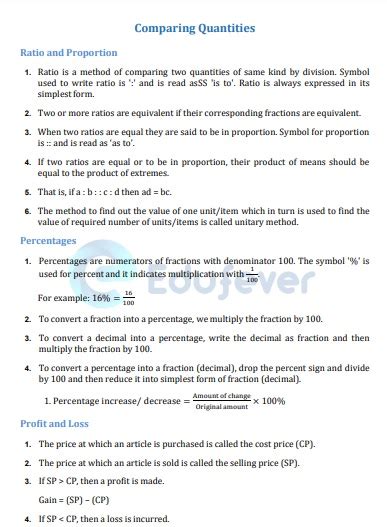 what is comparing quantities in maths class 7