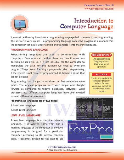 what is computer language class 8