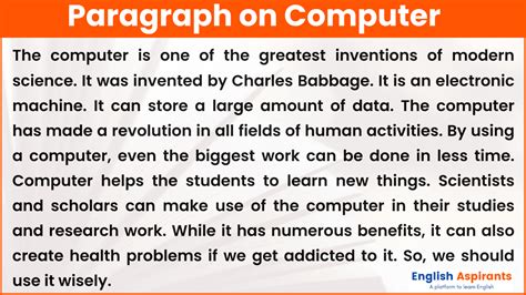 what is computer paragraph