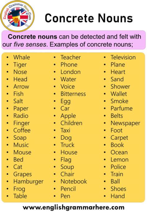what is concrete noun and examples