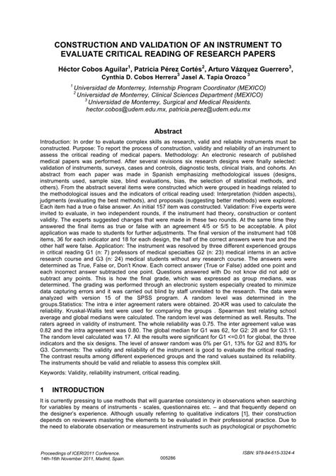 what is construction and validation of instrument in research
