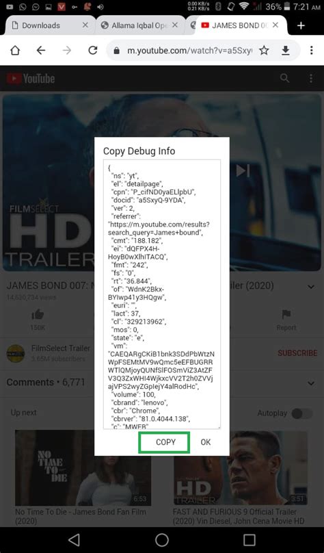 What Is Copy Debug Info On Youtube