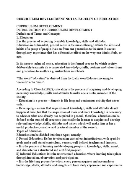 what is curriculum development pdf notes