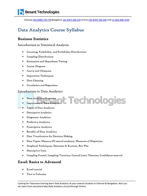 what is data analysis course syllabus