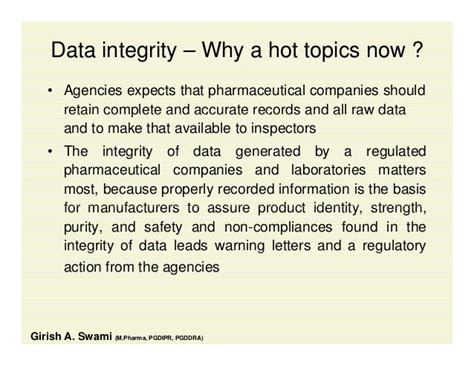what is data integrity in pharma with example