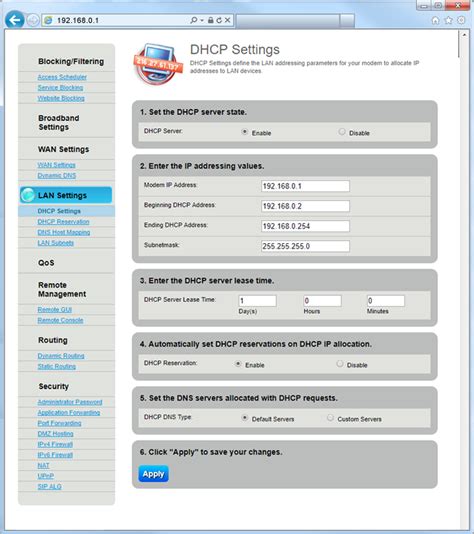 what is dhcp settings on router