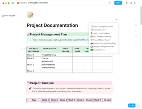 what is documentation of project with example