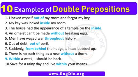 what is double preposition with examples