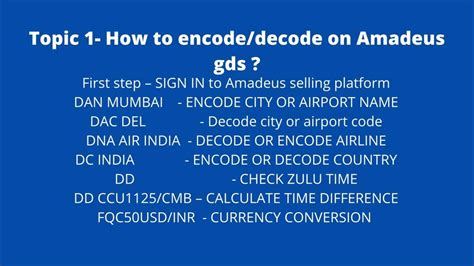 What Is Encode And Decode In Amadeus