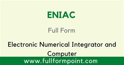what is eniac write its full form