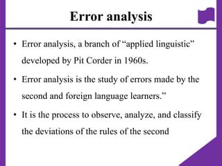 what is error analysis in applied linguistics