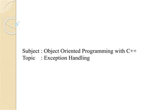 what is exception handling in object oriented programming