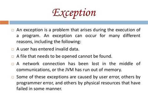 what is exception in java in simple words