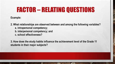 what is factor relating questions