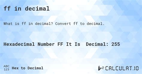 what is ff in decimal