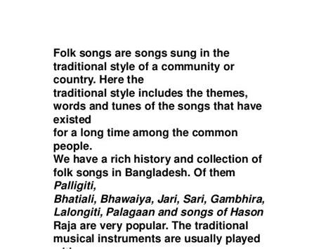 what is folk song explain with example