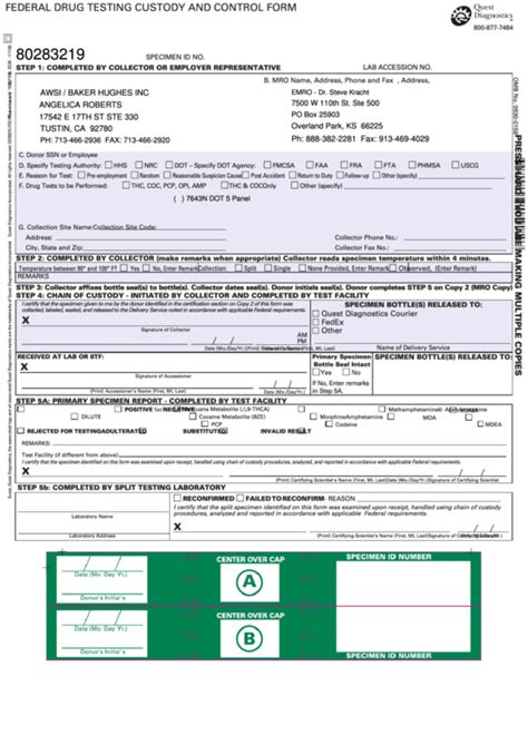 what is forensic drug testing custody and control form