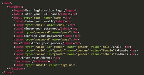 what is form tag in html with example