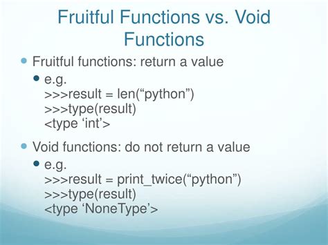 what is fruitful and void function in python