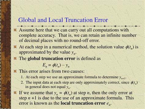 what is global truncation error in numerical technique