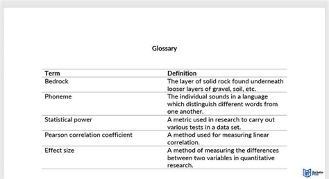 what is glossary meaning and example