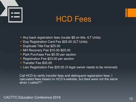what is hcd fee