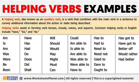what is helping verbs with examples