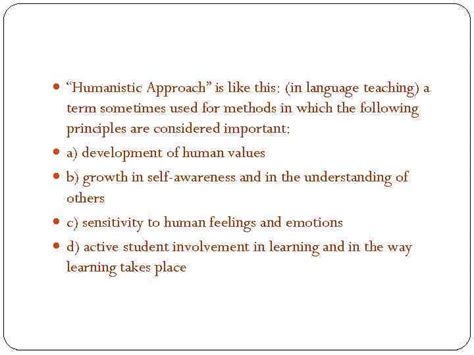what is humanistic approach in language teaching