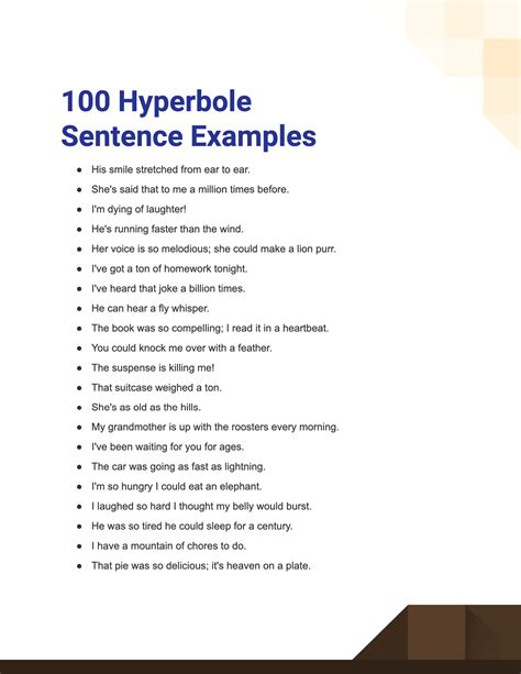 what is hyperbole and examples sentences