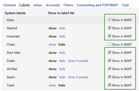 what is imap in gmail labels