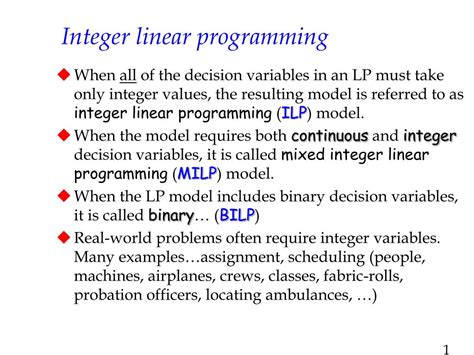 what is integer linear programming