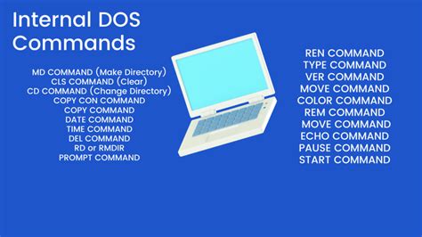 what is internal and external command in dos explain with example