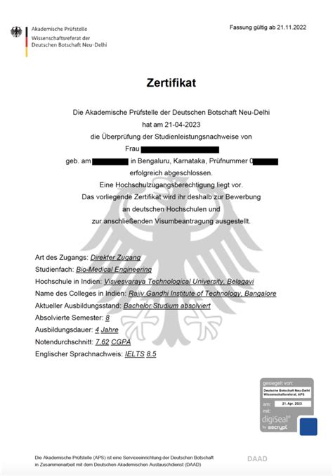what is language certificate in aps