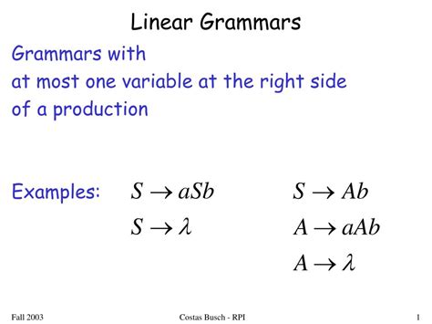 what is linear grammar explain in detail with example