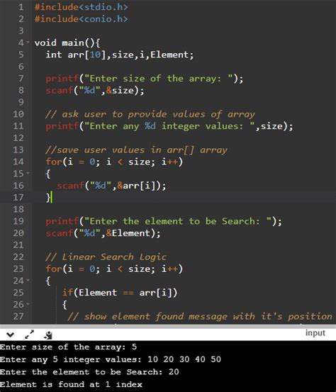 what is linear search in c programming with example
