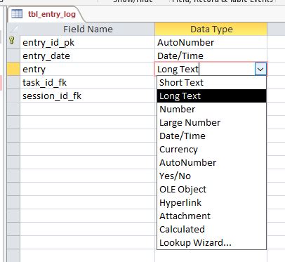 what is long text in access