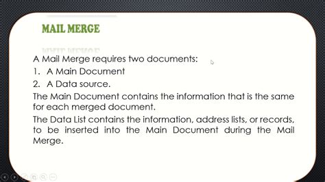 what is mail merge in word processing class 10