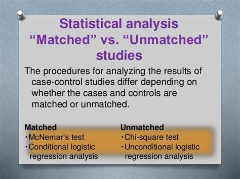 what is matched and unmatched case control study