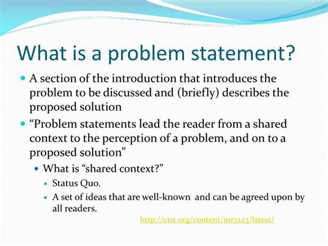 what is meant by problem statement in project