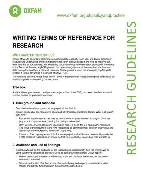 what is meant by terms of reference in report writing