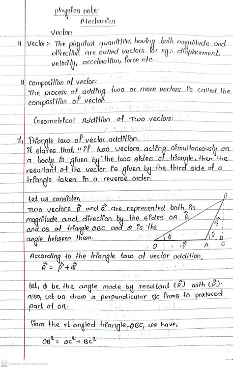 what is mechanics in physics class 11 notes