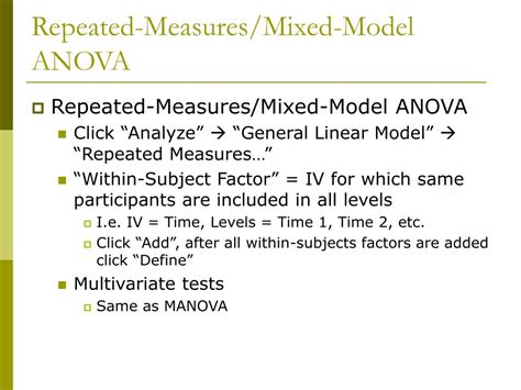 what is mixed model repeated measures analysis