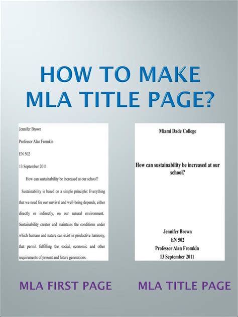 what is mla format for a title page