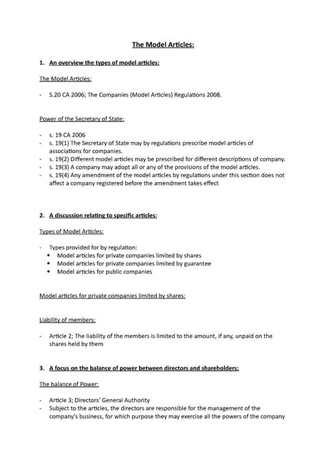 What Is Model Articles