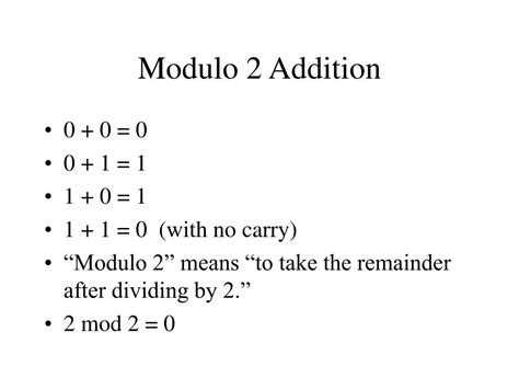 what is modulo 2 addition