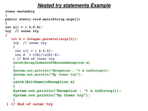 what is nested try statements in java