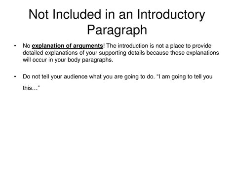 what is not included in an introduction paragraph